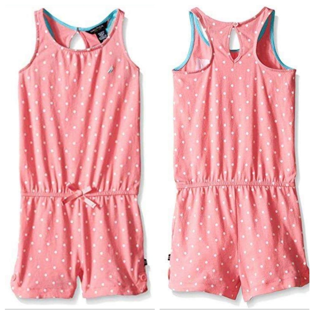 NAUTICA Little Girls Knit Polka Dot Romper Size 4 NWT